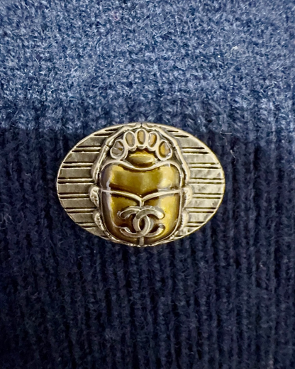 Chanel Cashmere Egyptian Sweater Navy, Gold FR 42