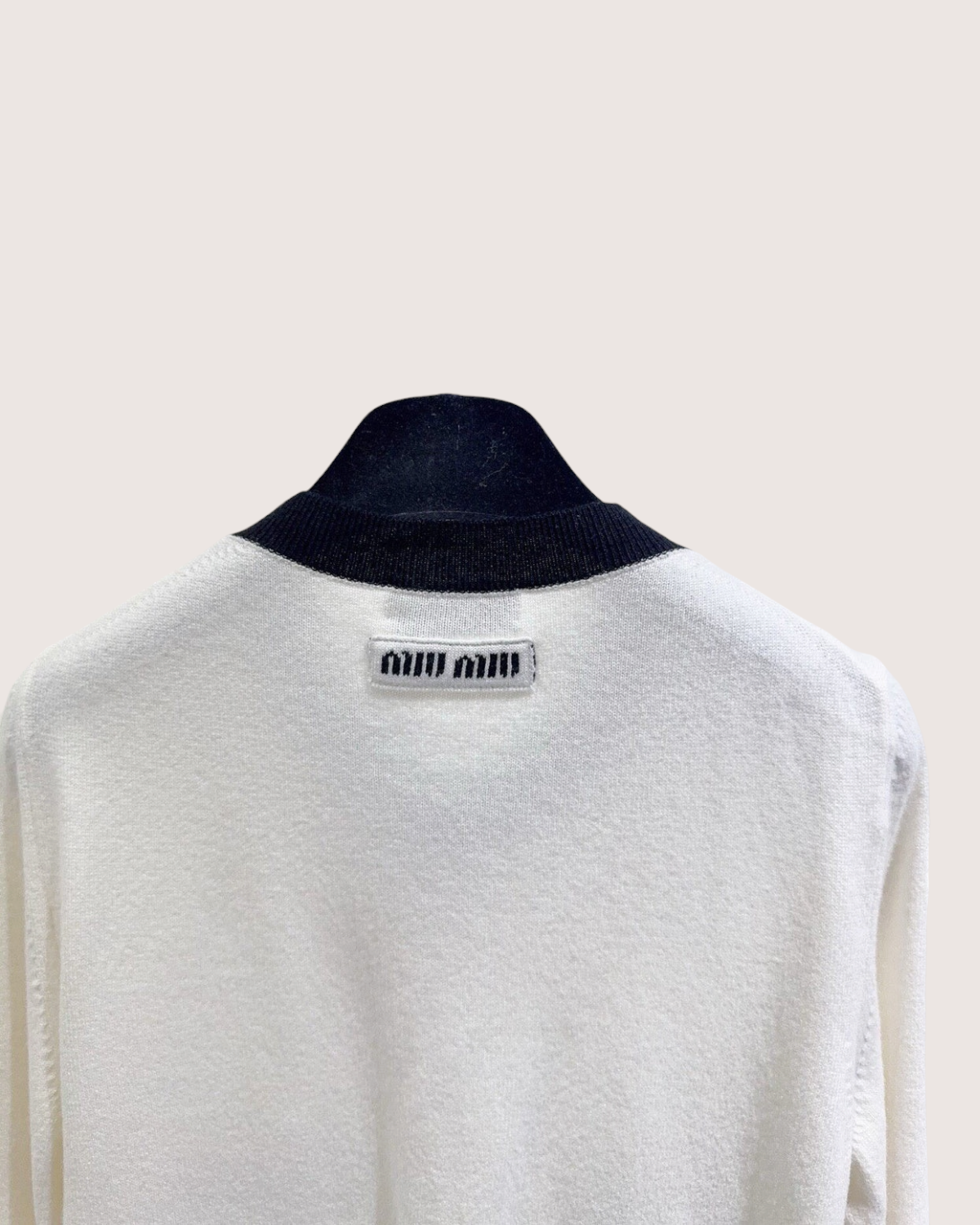 Miu Miu Cashmere Colorblock Cardigan White, Black FR 38