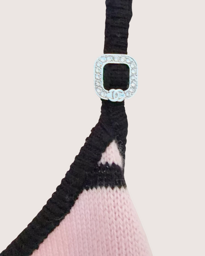 Chanel 25S Striped Cashmere Vest Pink, Black FR 40