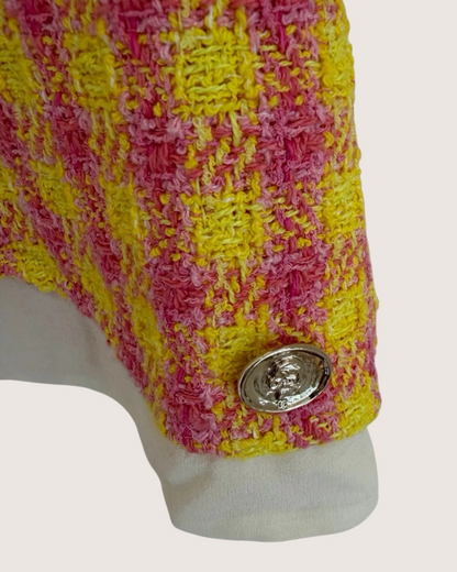 Chanel 25S Short-Sleeve Bow Tweed Short Jacket