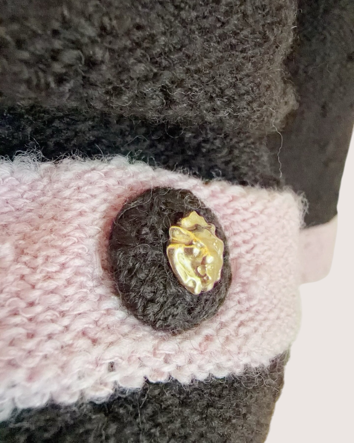 Chanel 24K Belted V-Neck Wool Sweater Black, Pink FR 38