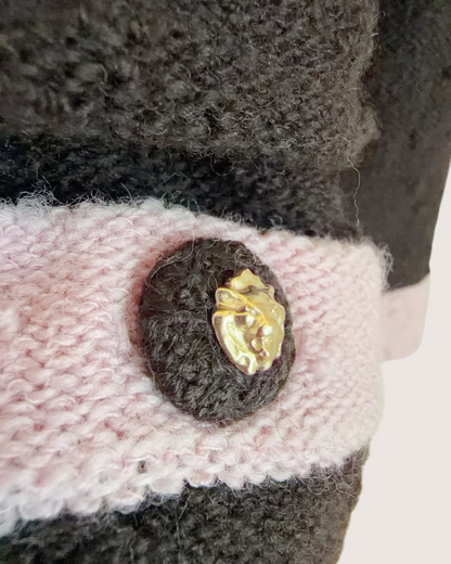 Chanel 24K Belted V-Neck Wool Sweater Black, Pink FR 38