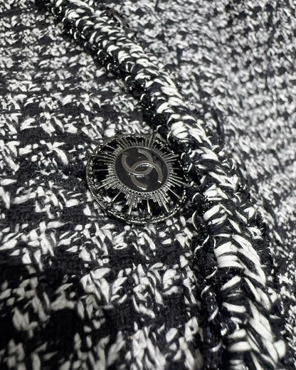 Chanel Tweed Jacket Black, White FR 34