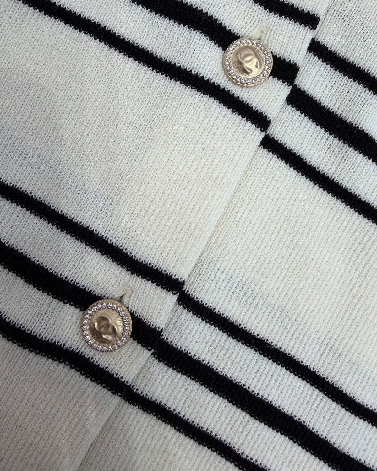 Chanel 26C Striped Knit Polo Cardigan Beige/Ecru, Black, Red FR 34
