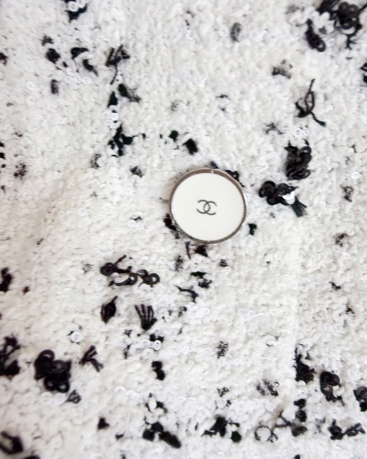 Chanel 26P Sequin Tweed Jacket White, Black FR 34