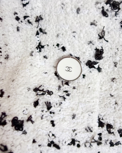 Chanel 26P Sequin Tweed Jacket White, Black FR 34