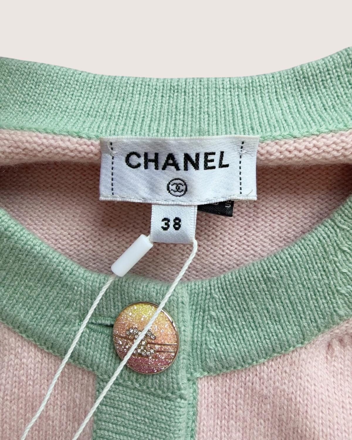 Chanel 24C Cashmere Four-Pocket Cardigan Pink, Green FR 38