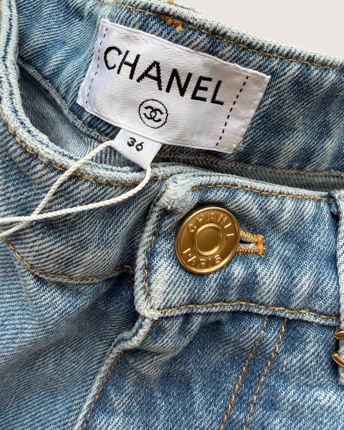 Chanel 26A Denim Wide-Leg Jeans Blue FR 36
