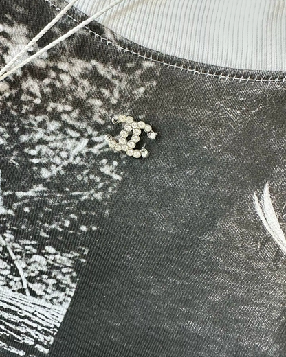 Chanel 23S Photo-Print Long-Sleeve T-Shirt - Black, White, view 3