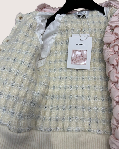 Chanel 22N Coco Neige Hooded Quilted Jacket Pink, Beige/Ecru FR 34