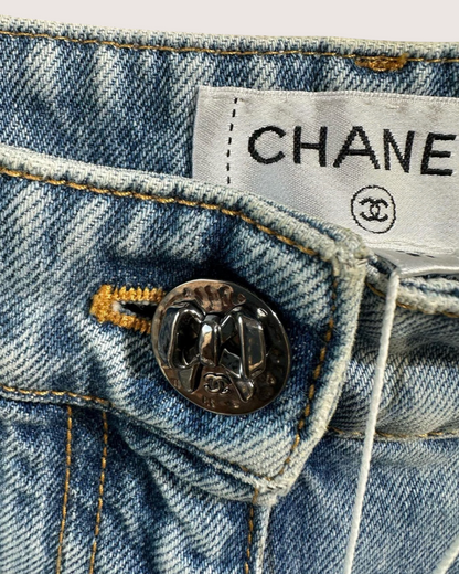 Chanel 25K Bow Denim Straight Jeans Blue FR 38