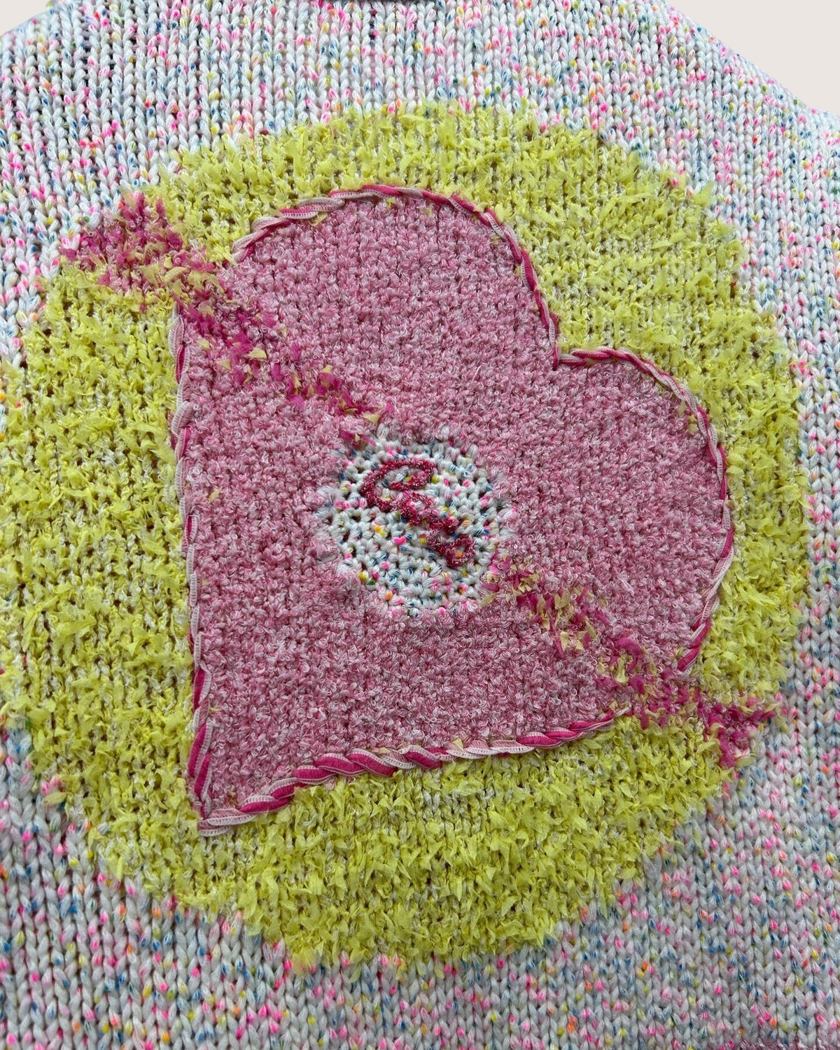 Chanel 24C Striped Heart Cardigan Pink, White, Yellow, Multicolor FR 36