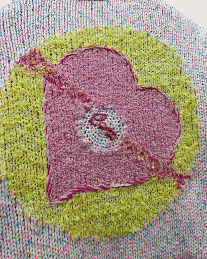 Chanel 24C Striped Heart Cardigan Pink, White, Yellow, Multicolor FR 36