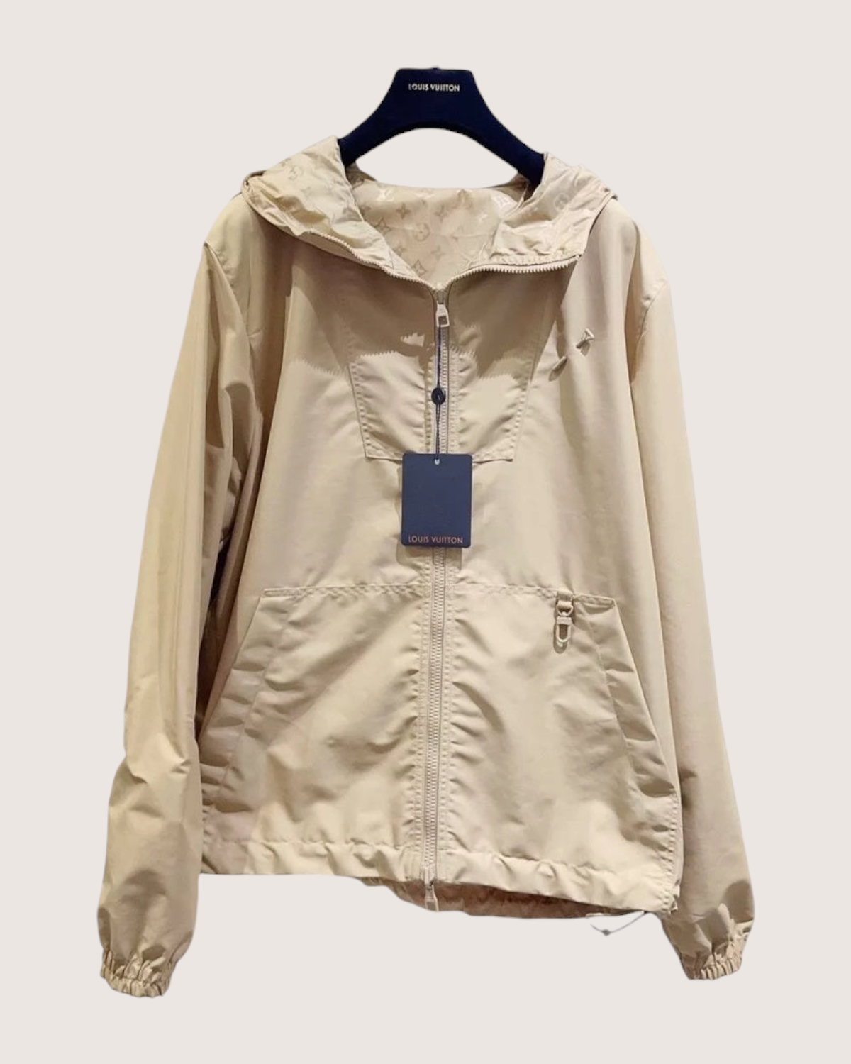 Louis Vuitton Monogram Hooded Windbreaker Jacket Beige/Ecru FR 46