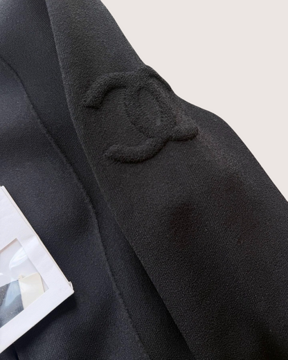 Chanel 25N Coco Neige Wool Hooded Zip-Up CC Jacket Black FR 38