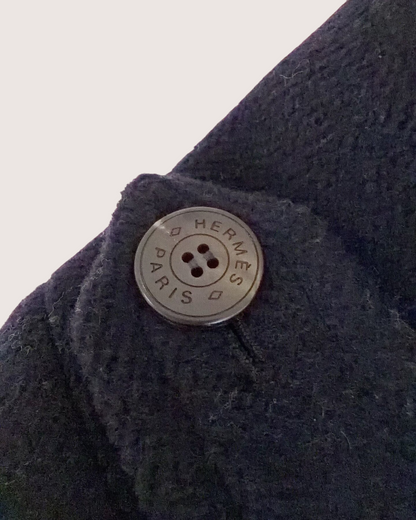 Hermès Wool Hooded Jacket Navy, Yellow FR 34