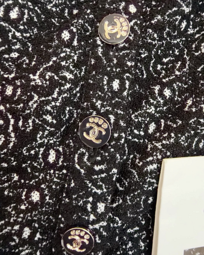 Chanel 25M Coco Beach Speckled Mini Dress Black, Silver FR 38