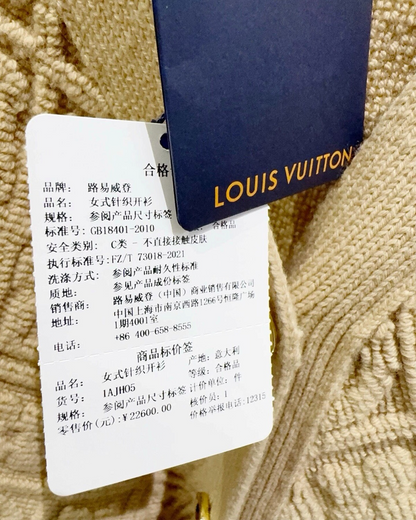 Louis Vuitton Monogram Jacquard Wool Cardigan Beige/Ecru FR 36