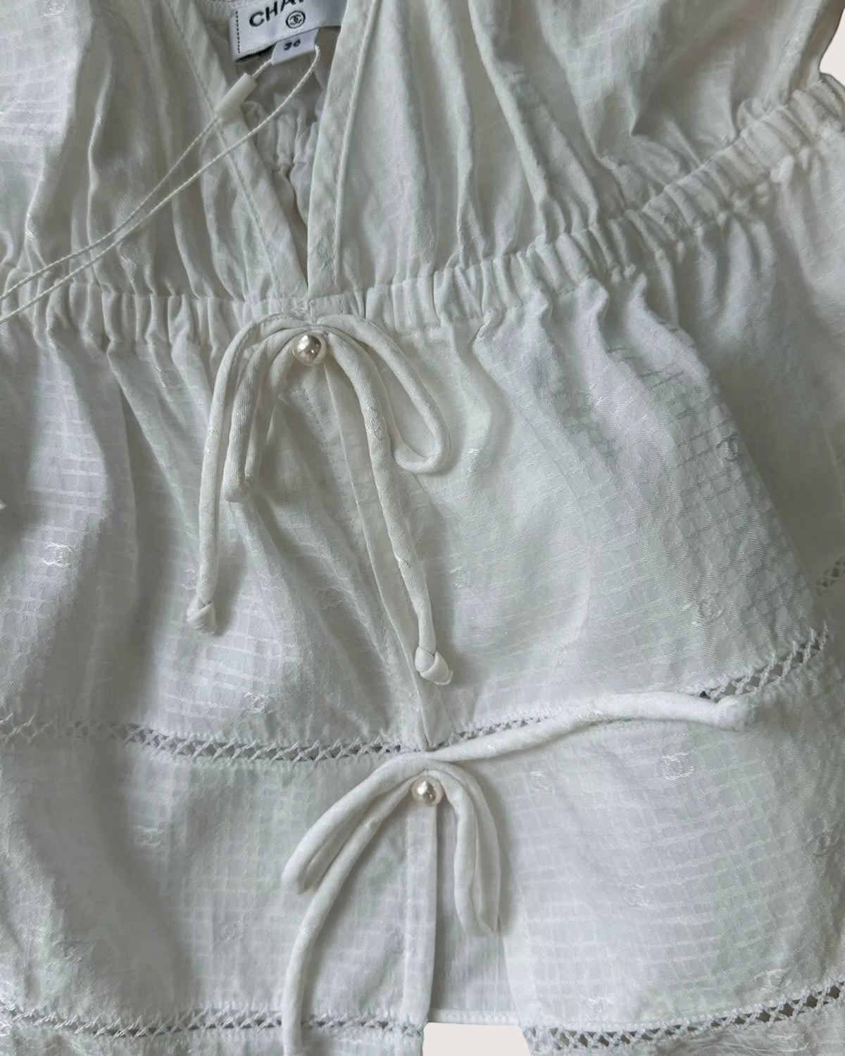 Chanel 25P Tie-Front Halter Top White FR 38