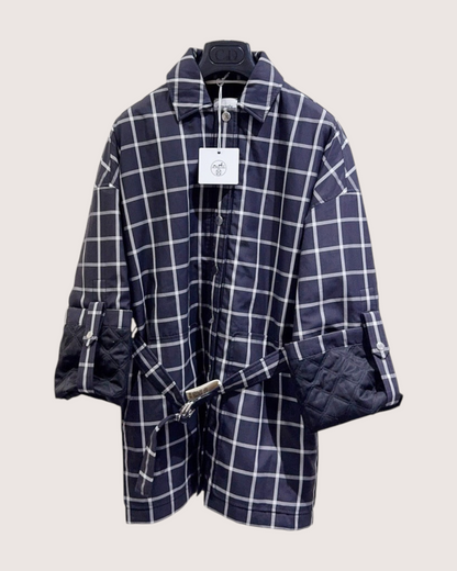 Hermès Windowpane Jacket Navy, White FR 36