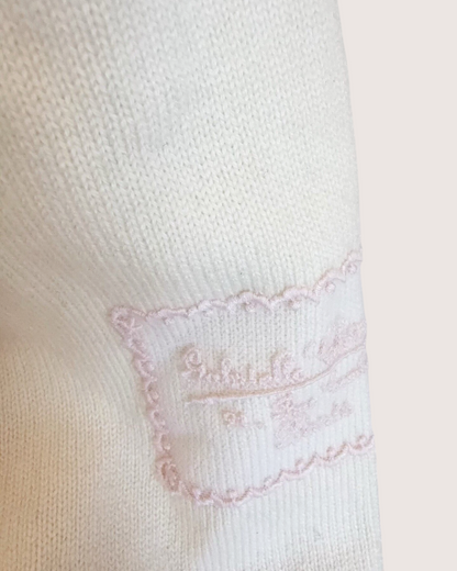 Chanel 25B Cashmere Belted Cardigan Beige/Ecru, Pink FR 36