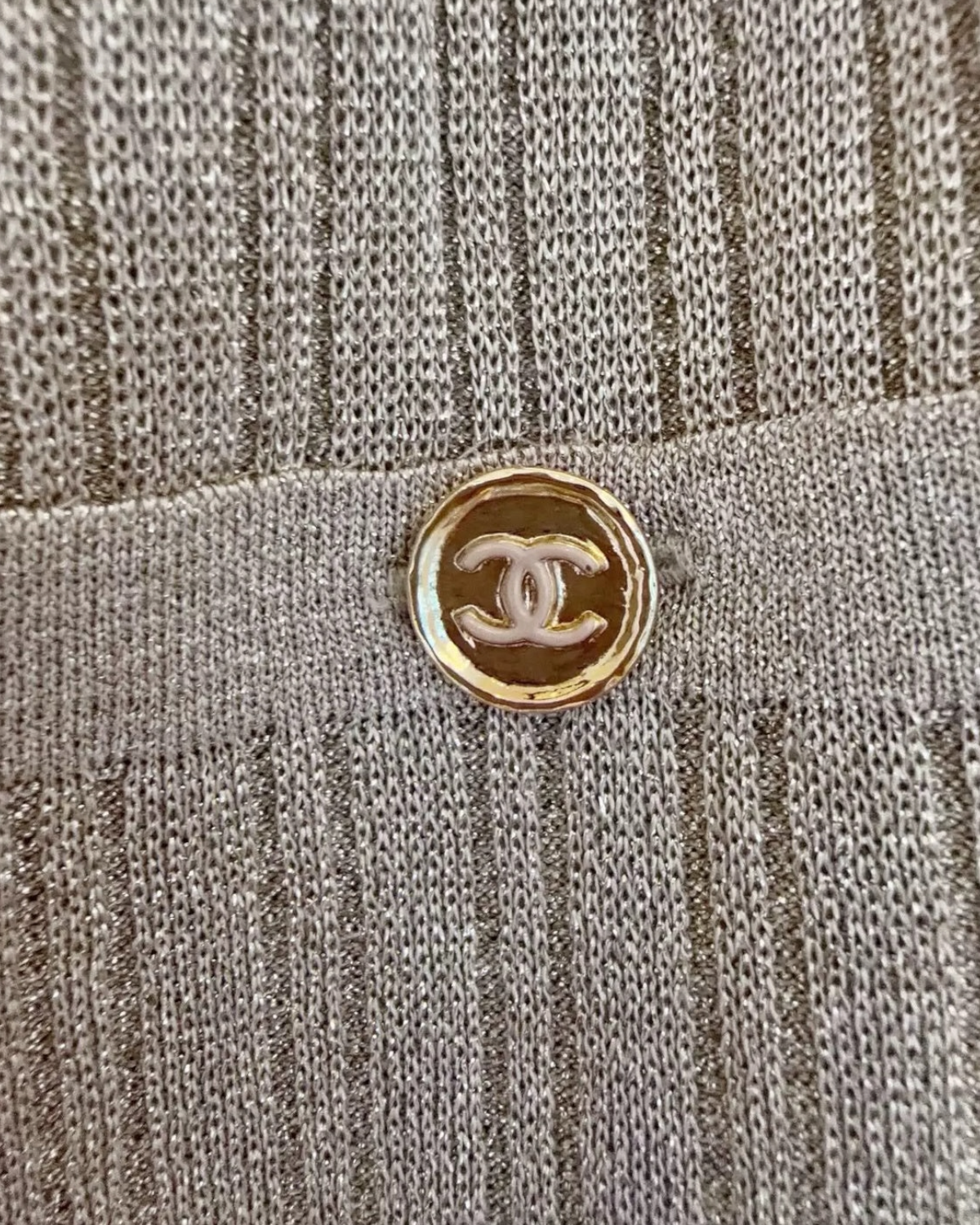 Chanel 23A CC Wide-Leg Trousers Beige/Ecru, Gold FR 36
