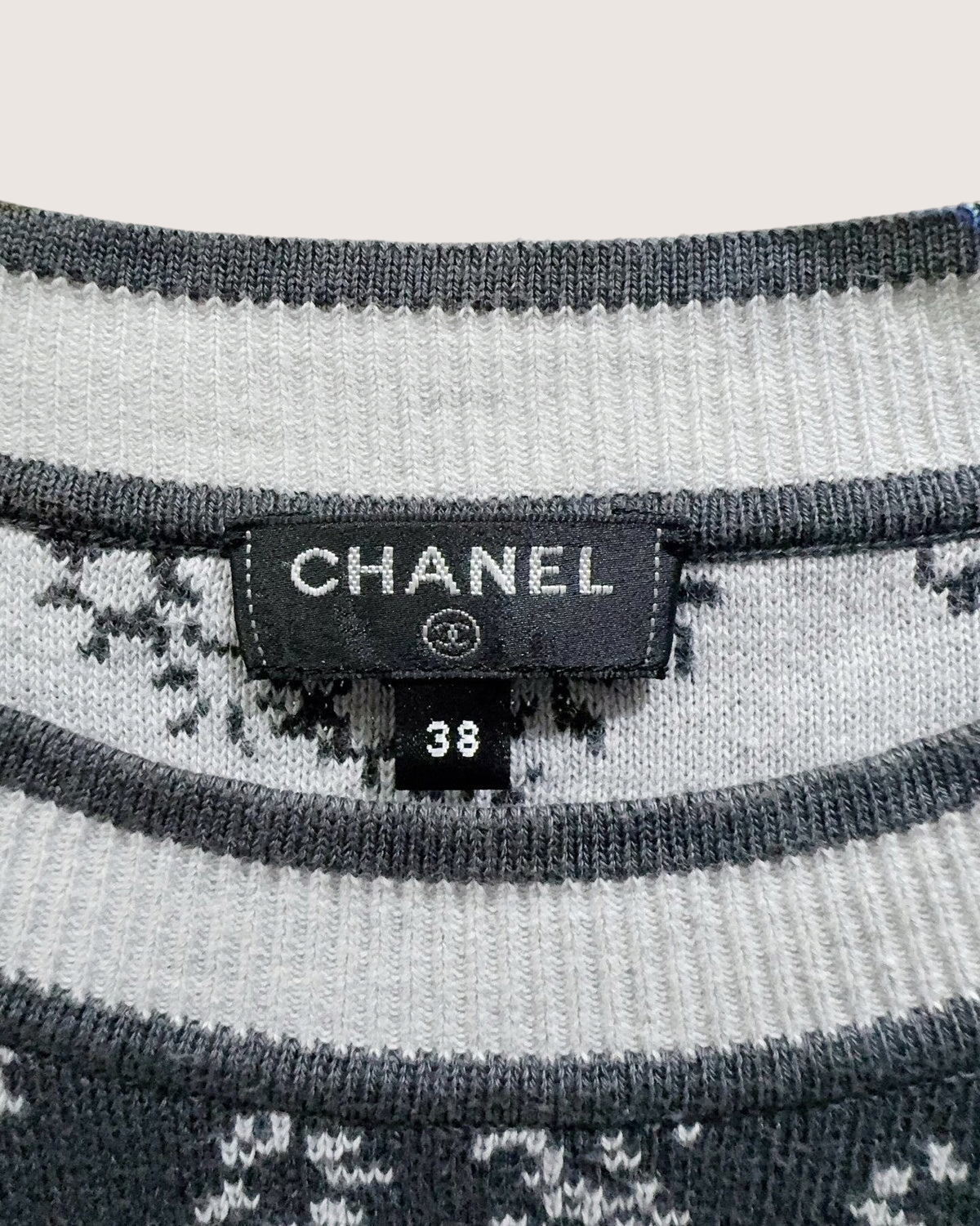Chanel 19P CC Floral Mini Dress Navy, White FR 38