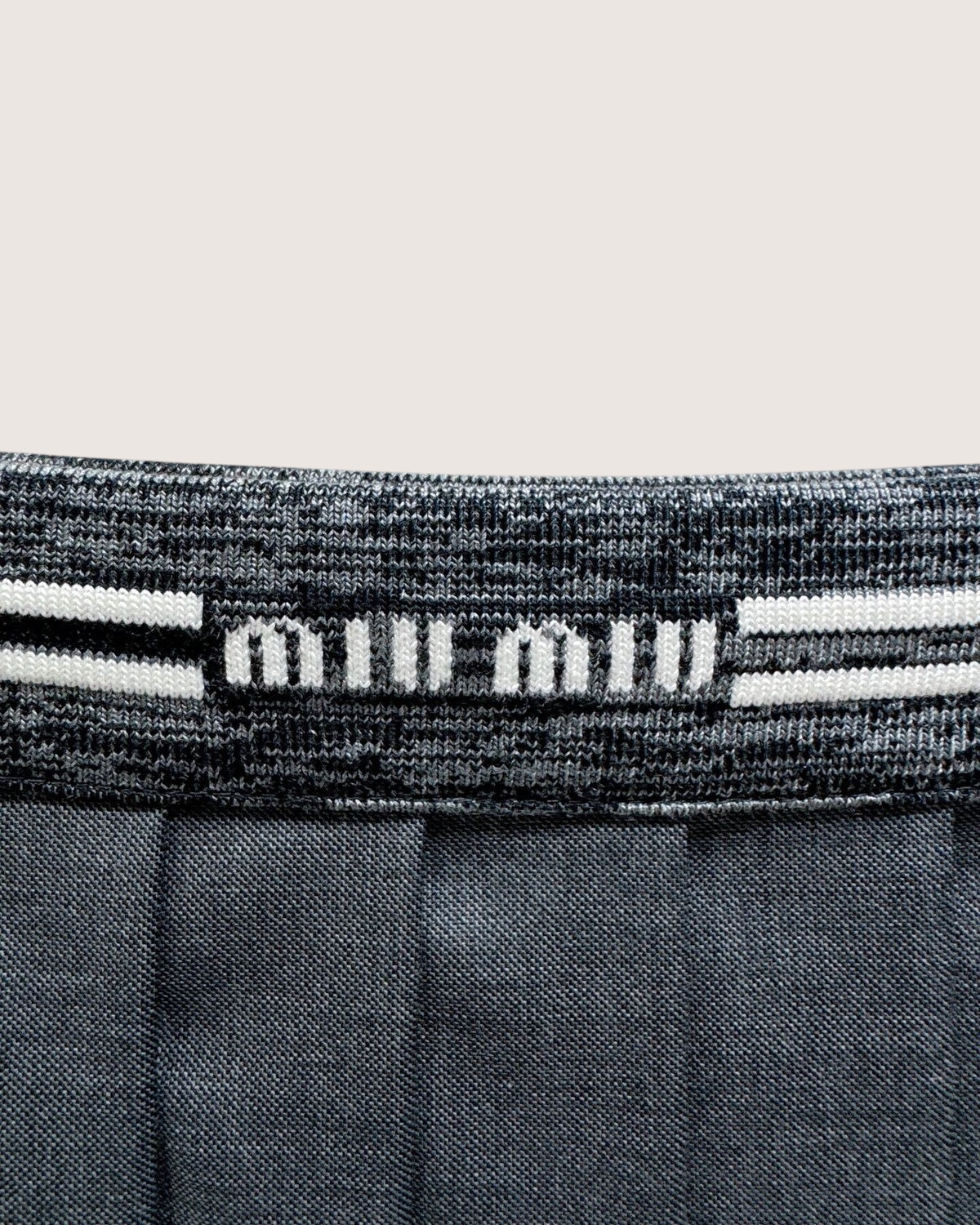 Miu Miu Wool Logo Pleated Mini Skirt Grey, White IT 38