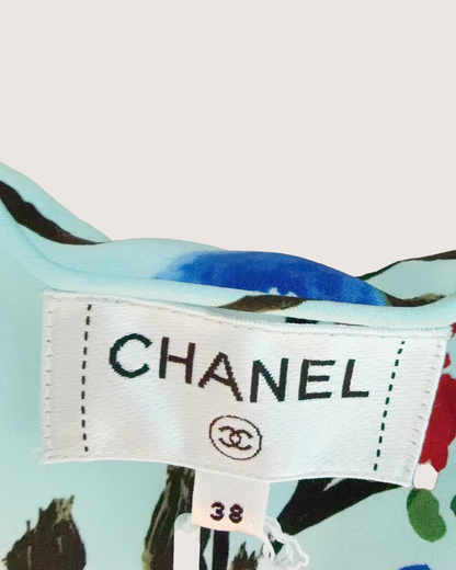 Chanel 26P Floral Camisole Top Blue, Black, Multicolor FR 38