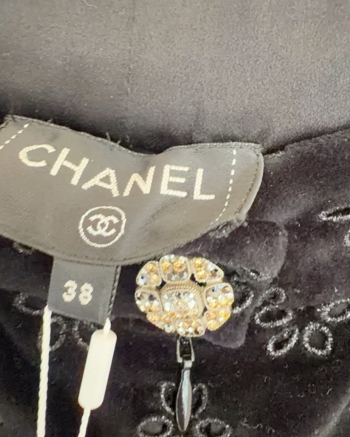 Chanel Velvet CC Wide-Leg Trousers Black FR 38