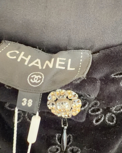 Chanel Velvet CC Wide-Leg Trousers Black FR 38