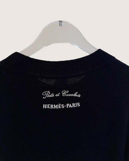 Hermès Star-Motif Knit Dress Black, White, Beige/Ecru FR 34