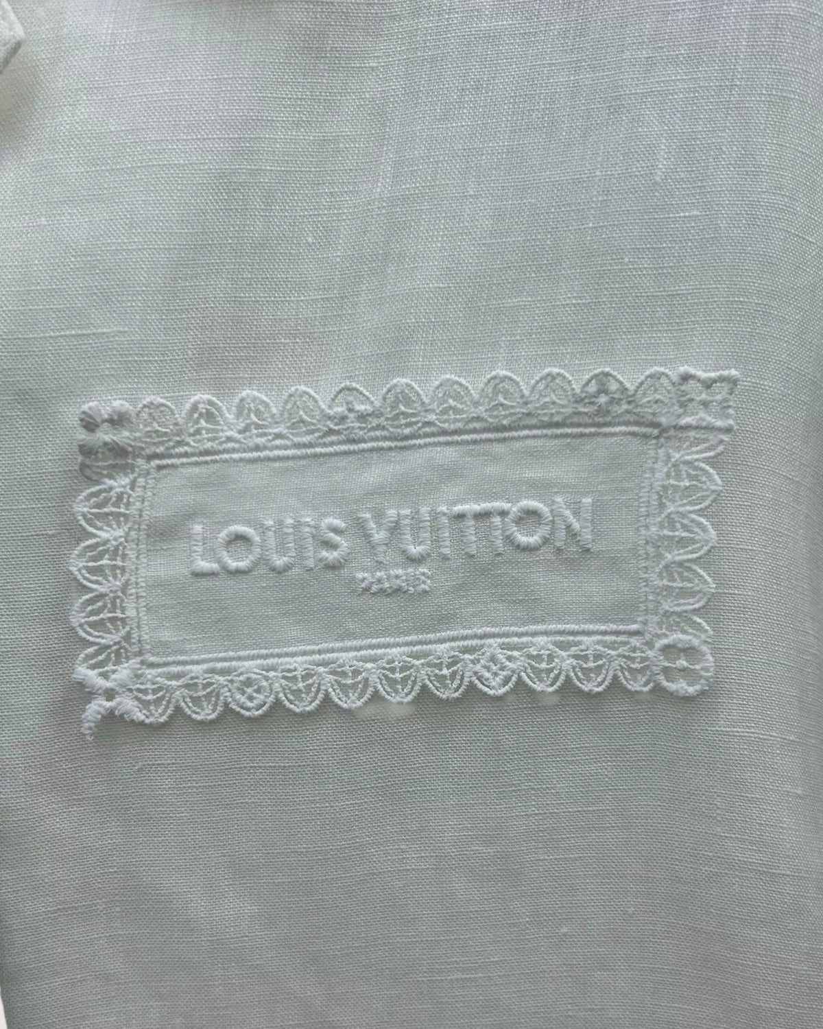 Louis Vuitton Embroidered Logo Short-Sleeve Shirt White FR 34