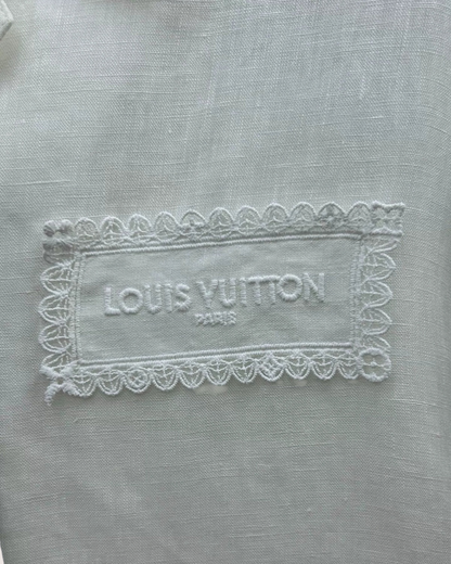 Louis Vuitton Embroidered Logo Short-Sleeve Shirt White FR 34