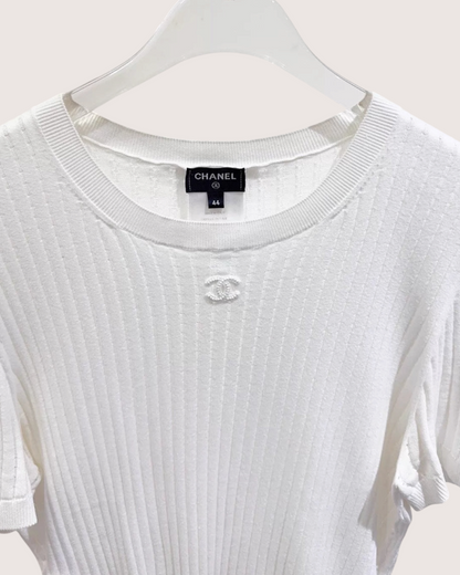 Chanel 22S Short-Sleeve Top White FR 44