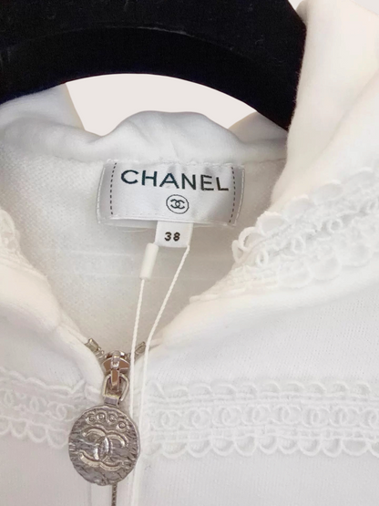 Chanel 24M Coco Beach Lace-Striped Zip-Up Hoodie