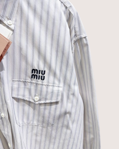 Miu Miu Striped Shirt White, Grey FR 36