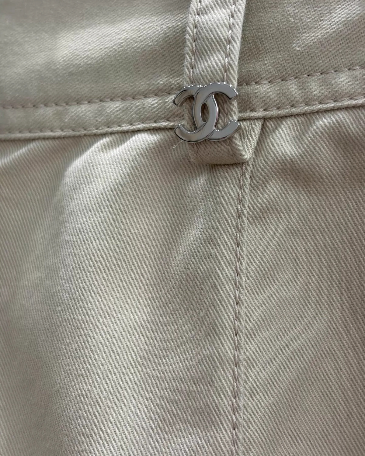 Chanel 26P Wide-Leg Trousers Beige/Ecru FR 36