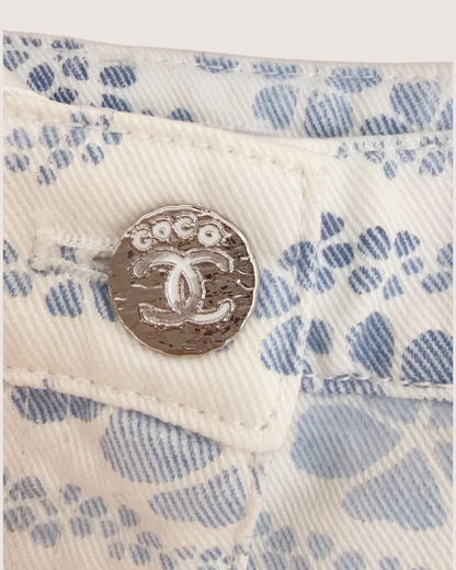 Chanel 25M Coco Beach Denim Shorts White, Blue FR 34