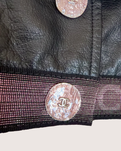Chanel 24C Logo Cropped Jacket Black, Pink FR 38