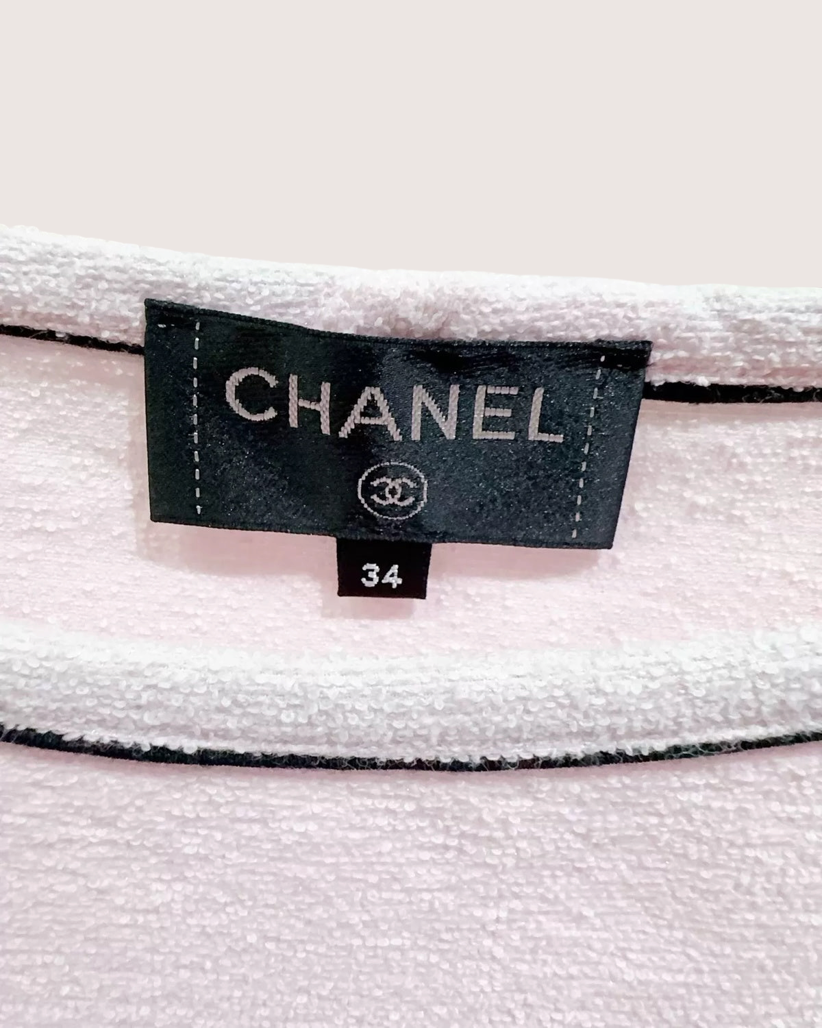 Chanel 19C La Pausa Logo Striped T-Shirt Pink, Black FR 34