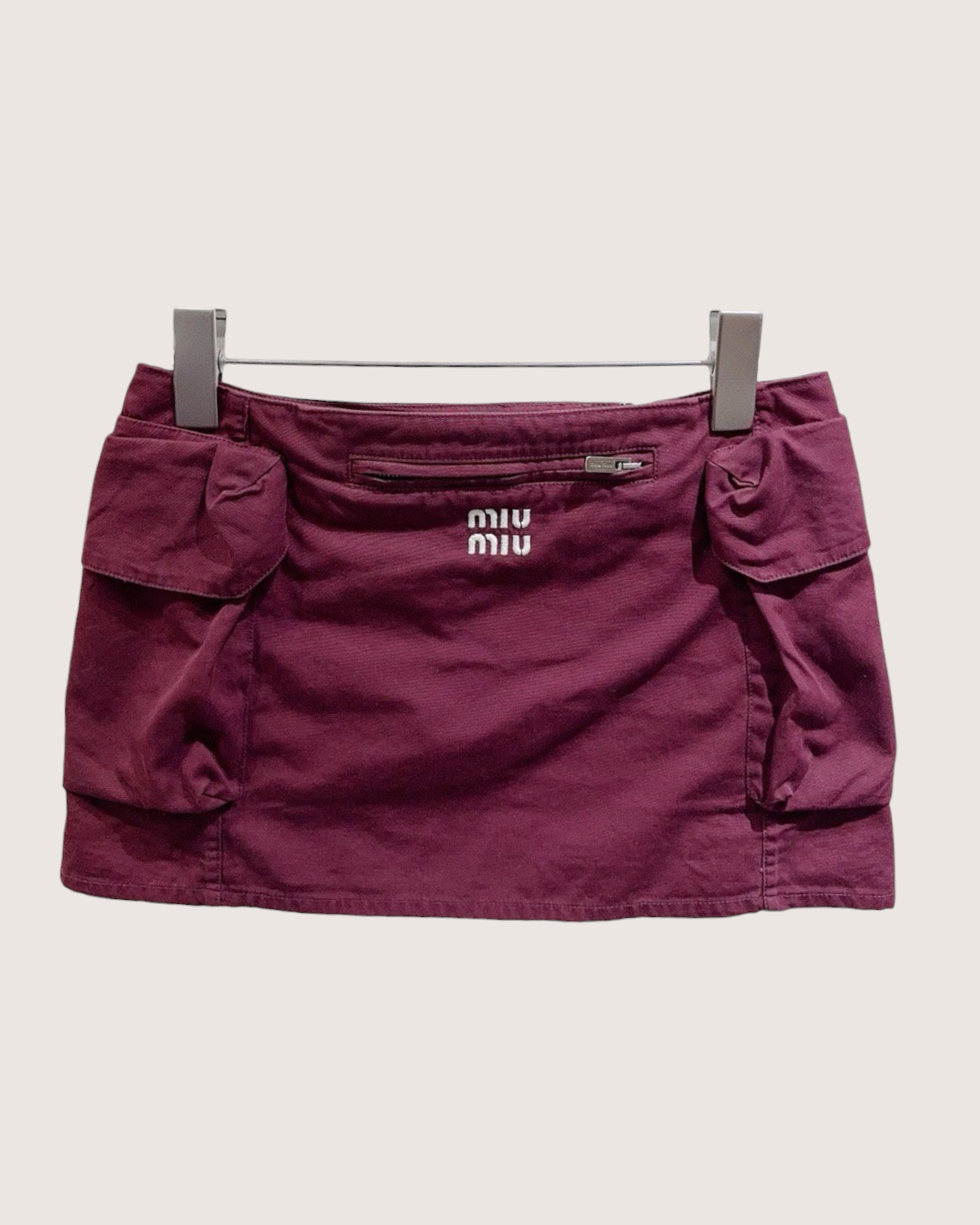 Miu Miu Cargo Mini Skirt Burgundy FR 36