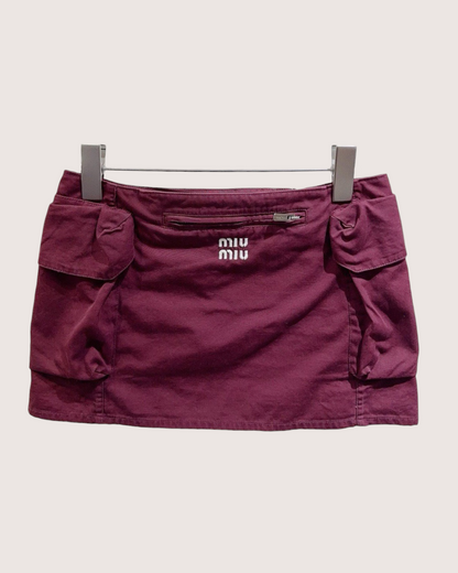 Miu Miu Cargo Mini Skirt Burgundy FR 36