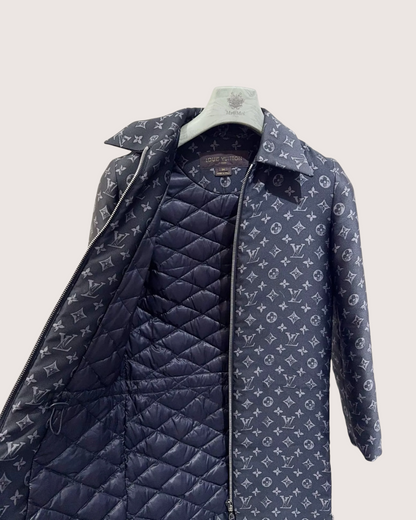 Louis Vuitton Monogram Zip-Up Coat Navy FR 34