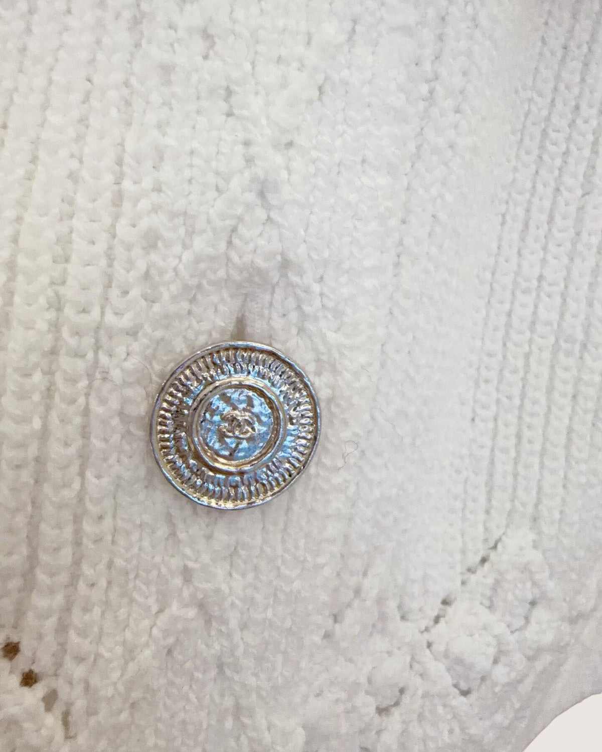 Chanel 25P Openwork Cardigan White FR 36