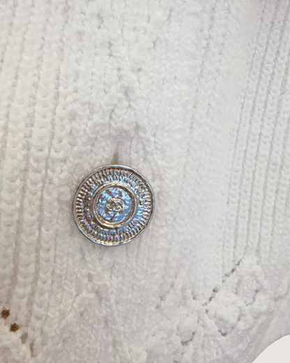 Chanel 25P Openwork Cardigan White FR 36