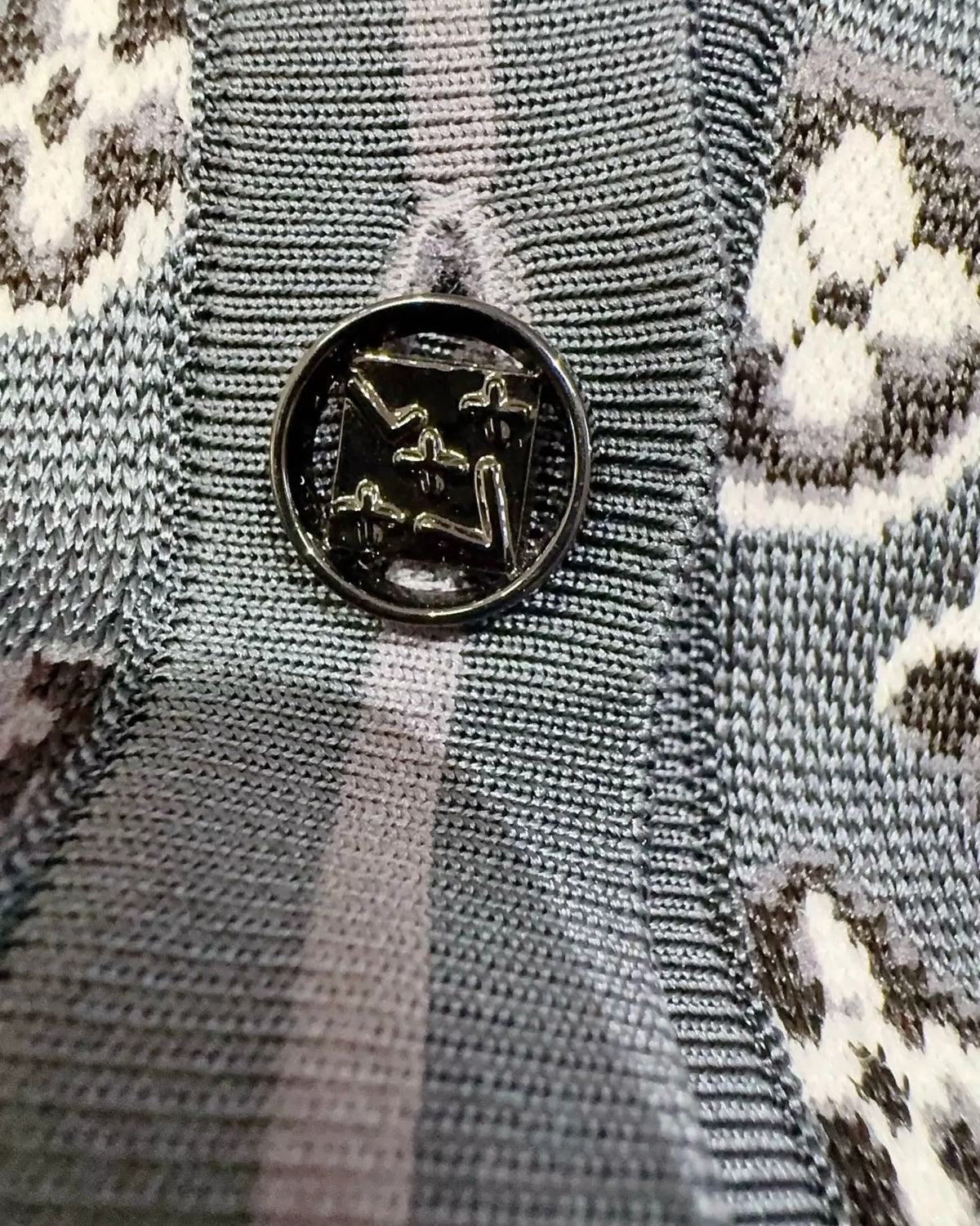 Louis Vuitton Jacquard Logo Cardigan Navy, White FR 34