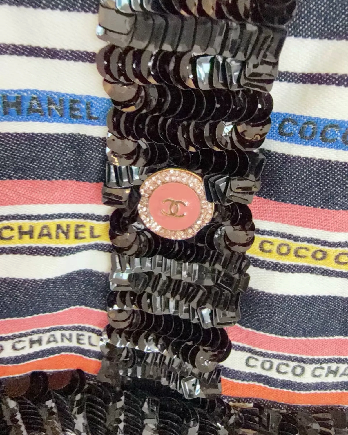 Chanel 22S Striped Mid-Length Dress Black, White, Multicolor FR 38