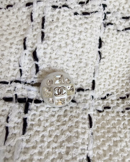 Chanel 23S Windowpane Tweed Jacket White, Black FR 40