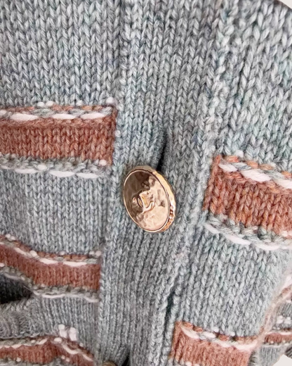 Chanel 24K Striped Cashmere Cardigan